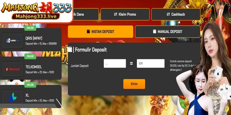 Jelajahi metode deposit di Mahjong333 yang diamankan oleh perlindungan berlapis